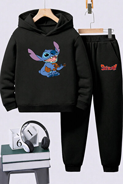 SVART WEAR Stitch Printed Kids Premium Sweatshirt Set 2-Piece Hoodie Top and ...