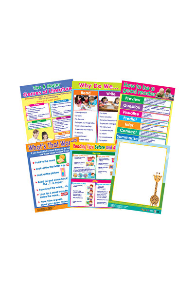 123Publishing House مهارات القراءة (6 لوحات جدارية) - مجموعة لوحات جدارية تعل...