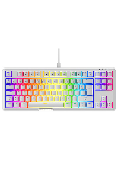Rampage Claw Beyaz Red Switch Mekanik Gaming Oyuncu Kablolu Klavye Rainbow Tkl