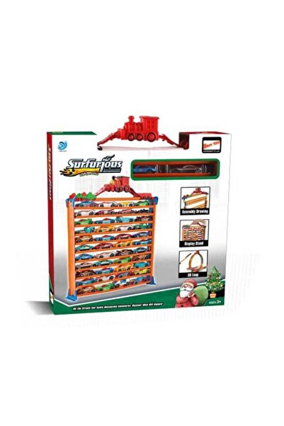 Toybox مجموعة رف ومسار على طراز هوت ويلز - عرض سيارات ومسار سباق للأطفال