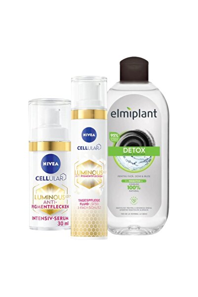 NIVEA Cellular Luminous Day Cream Package 40 ml, Intensive Serum 30 ml, Micel...