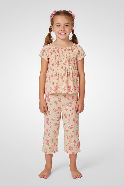 Little Lass طقم بناتي مكون من 5 قطع بنقشة زهور، بلوزة وبنطال وشورت مع نظارة ش...