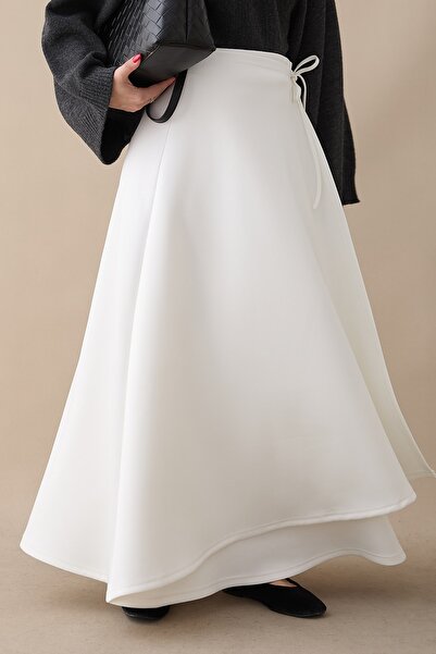 InStyle White Scuba Skirt with Side Ties