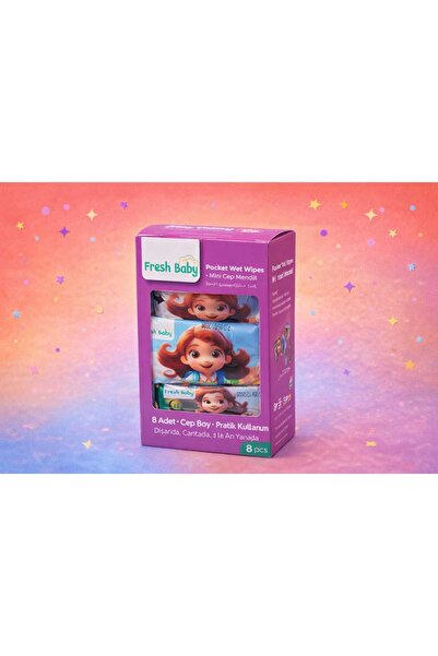 fresh baby Mini Cep Mendili - 8 li Mini cep mendili - Çanta boy Cep mendili -...