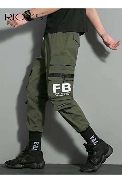 RIOXS Cargo Pants for Men, Casual Workout Jogging Drawstring Pants with Multi...