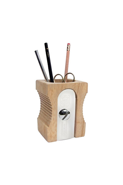Suck UK Sharpener Desk Tidy Kalemtraş Şeklinde Ahşap Kalemlik - Light