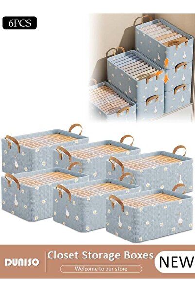 DOMEET 6 Pieces Fabric Closet Storage Organizer Set Foldable Clothes Boxes La...