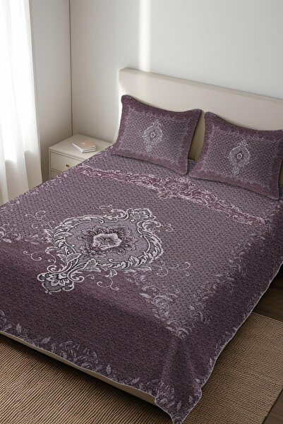 PATRON Parlak Kadife Kumaş Kapitoneli Çift Kişilik Yatak Örtüsü Seti (3 Parça...