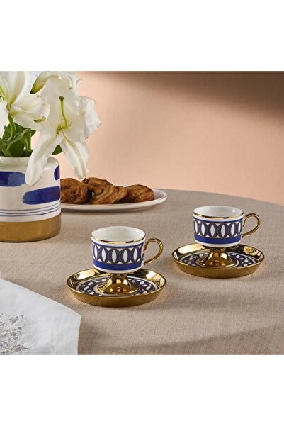 Karaca Hilal 4-teiliges Porzellan Türkisch-Kaffeetassen-Set, 85 ml, Mehrfarbig