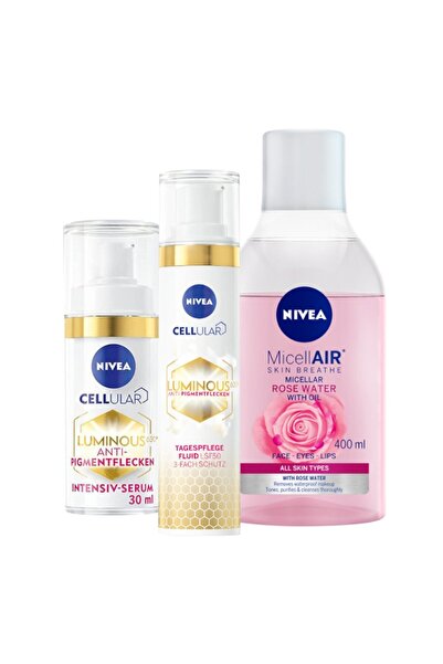 NIVEA Cellular Luminous Day Cream Package 40 ml, Intensive Serum 30 ml, Bipha...