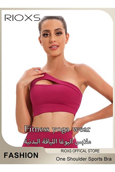 RIOXS Women's One Shoulder Sports Bra, Wireless Padded Yoga Bras for Ladies, ...