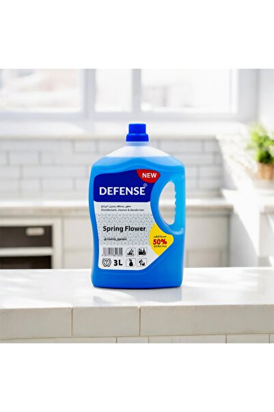 Defense منظف أرضيات مطهر، برائحة زهور الربيع، يقضي على الجراثيم، لا يحتاج للش...