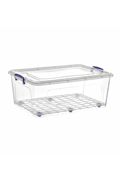 Dünya 58L Plastic Storage Box, Transparent, With Wheels and Lockable Lid, 680...