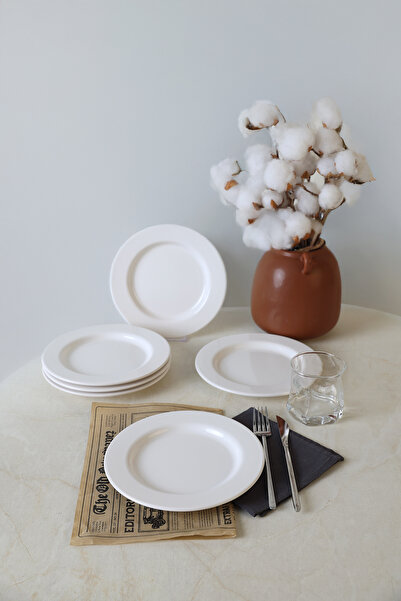 Keramika Beyaz Assos Pasta Tabağı 22 Cm 6 Adet 006