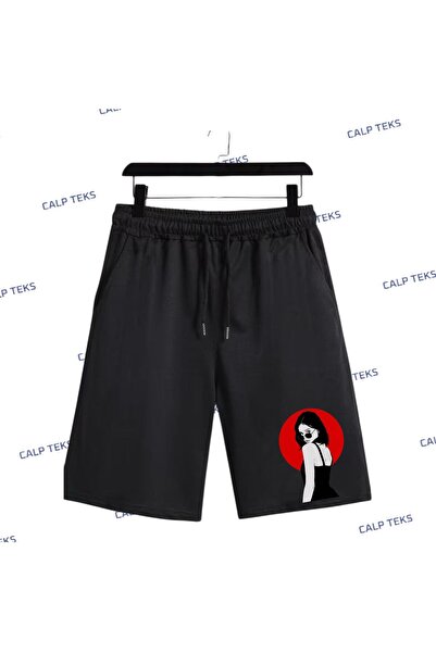 CALP TEKS Red Moon, Girl Figure Printed Side Pocket Shorts (Sizes S-5Xl)