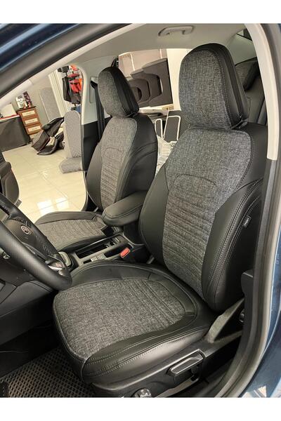 AKINCI غطاء مقعد السيارة لفورد فوكس 2019-2024 مع مسند ظهر خلفي 2+1 ومسند ذراع...