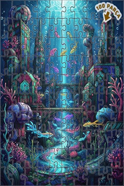 Teona Ahşap لغز خشبي مؤطر بمظهر لوحة زيتية لمدينة بحرية غامضة 100 قطعة 25×25