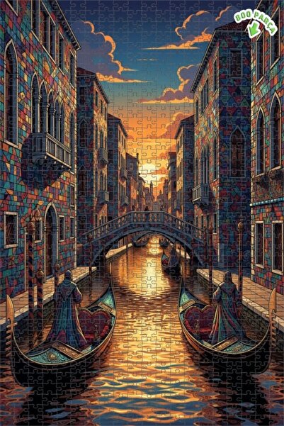 Teona Ahşap لغز خشبي بإطار ذو طابقين بمظهر فسيفساء فينيسيا الخيالية 800 قطعة ...
