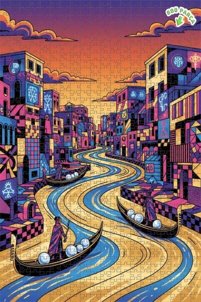 Teona Ahşap لغز خشبي مؤطر بطبقتين لفن الجندول البندقية 800 قطعة 70×50