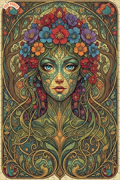 Teona Ahşap لغز خشبي مؤطر بطبقتين على طراز آرت نوفو بمظهر لوحة زيتية طبيعية 5...