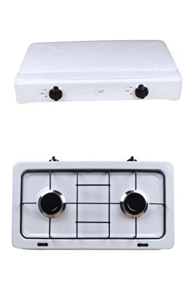 LC موقد غاز مزدوج الشعلة يُوضع على الطاولة – سطح طهي من الفولاذ المطلي بالمين...