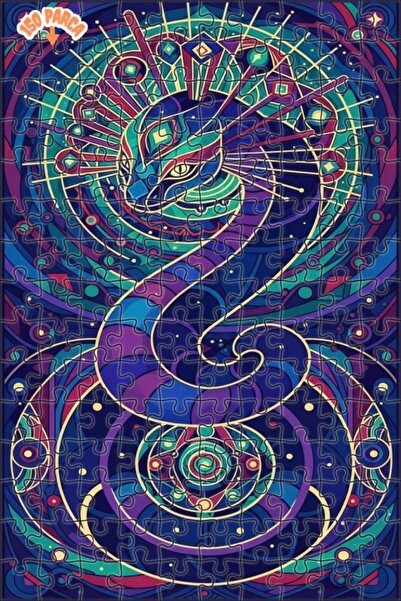 Teona Ahşap لغز خشبي مؤطر بطبقتين بمظهر لوحة زيتية يصور الرقص الكوني للثعبان ...