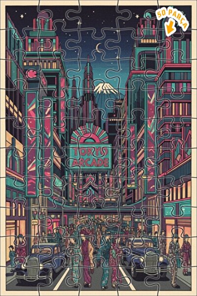 Teona Ahşap لغز خشبي بإطار ذو طابقين بمظهر لوحة زيتية على طراز أركيد طوكيو ال...