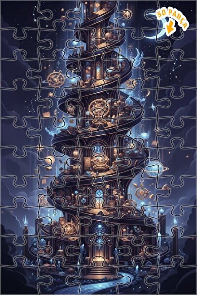 Teona Ahşap لغز خشبي مؤطر بطبقتين على شكل برج كوني غامض 50 قطعة 15×25