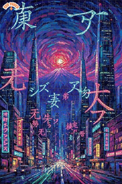 Teona Ahşap لغز خشبي بإطار ذو طابقين بمظهر لوحة زيتية لطوكيو الجديدة 500 قطعة...