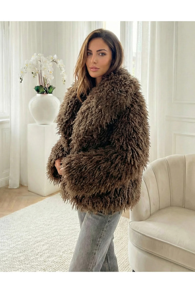 UniqueStore.ro Brown faux fur jacket