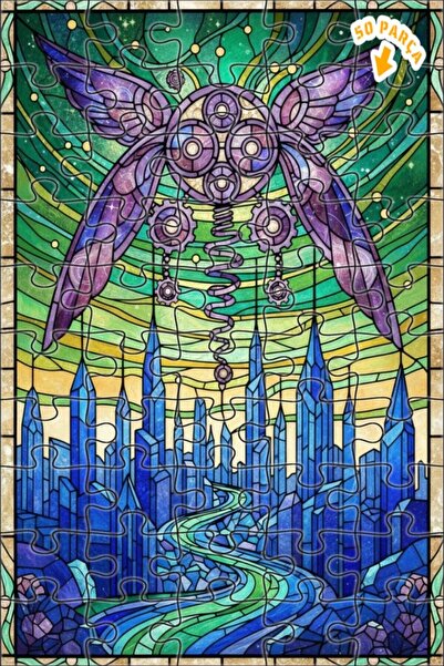 Teona Ahşap لغز خشبي للمدينة المصنوعة من الزجاج المكسور والجسم الميكانيكي الم...