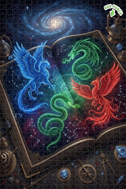 Teona Ahşap ألغاز الكون: لغز خشبي مزدوج الطبقات بإطار فني لأربعة مخلوقات، 800...