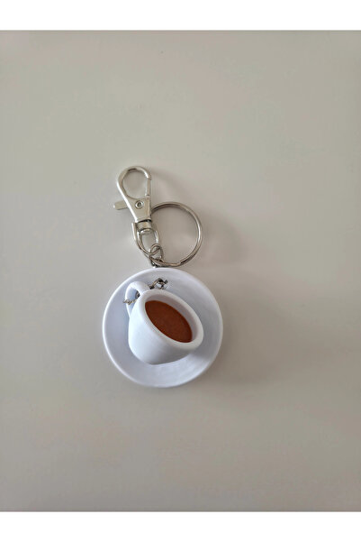 Orvia Life Türk Kahvesi Fincanı Gümüş Zincir Anahtarlık, Çanta Charmı Süsü
