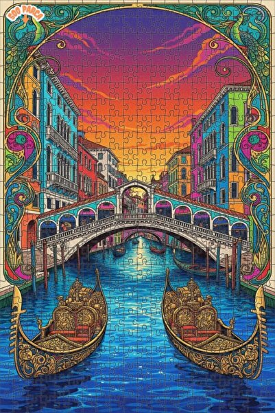 Teona Ahşap لغز خشبي ملون بإطار مزدوج الطبقات لقنوات البندقية 500 قطعة 50x30