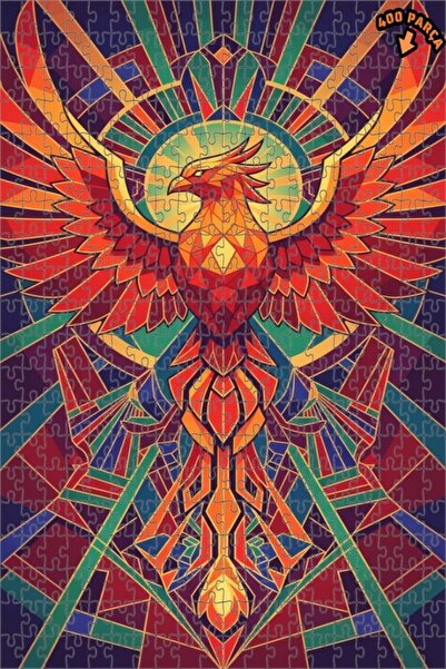 Teona Ahşap لغز خشبي رائع بإطار مزدوج الطبقات بمظهر لوحة زيتية لطائر الفينيق ...