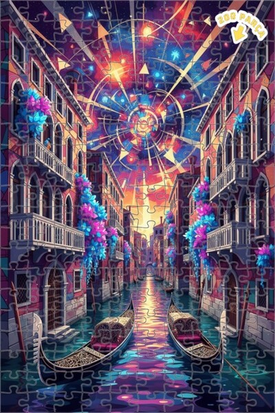 Teona Ahşap لغز فني على شكل لوحة زيتية ملونة بتصميم حلم البندقية 200 قطعة 25x35