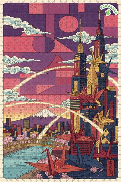 Teona Ahşap لغز فني ياباني لمناظر المدينة بتصميم الأوريغامي يشبه اللوحات الزي...