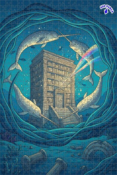 Teona Ahşap لغز فني من مكتبة البحر السحرية نارفال 600 قطعة 50×35