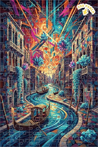 Teona Ahşap لغز خشبي بإطار مزدوج الطبقات بتصميم فني تجريدي لقنوات البندقية 20...