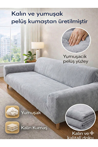 Faiend Pelüş 3 Kişilik Welsoft Kanepe Örtüsü | Lastikli Koltuk Örtüsü |çekyat...