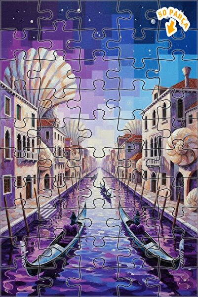 Teona Ahşap لغز خشبي مؤطر بطبقتين بمظهر لوحة زيتية فنية لفن الغندول السحري في...