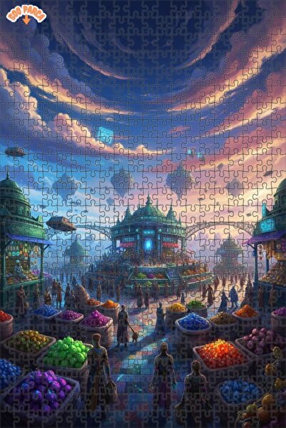 Teona Ahşap لغز خشبي بإطار ذو طابقين بمظهر لوحة زيتية لمدينة طائرة رائعة، 500...