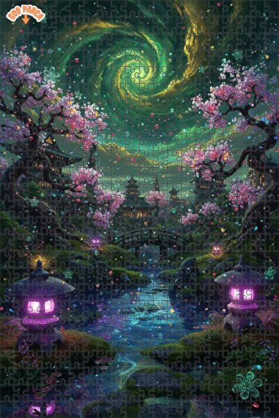 Teona Ahşap لغز خشبي مؤطر بطبقتين بمظهر لوحة زيتية يابانية ساحرة 500 قطعة 50×30