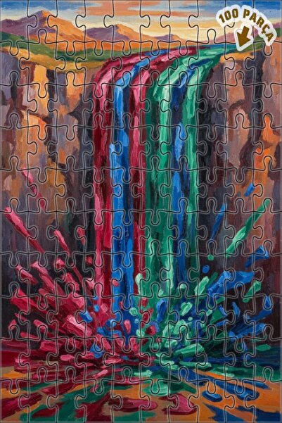 Teona Ahşap لغز خشبي مؤطر ذو طبقتين بمظهر لوحة زيتية على شكل شلال ملون 100 قط...