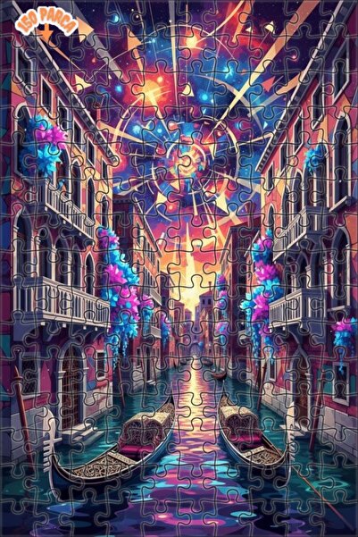 Teona Ahşap لغز فني على شكل لوحة زيتية ملونة بتصميم حلم البندقية 150 قطعة 20×30