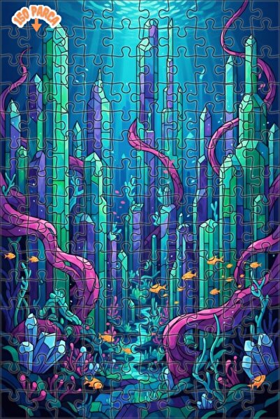 Teona Ahşap لغز خشبي مؤطر من طابقين بتصميم مدينة الغابة الكريستالية السحرية ت...