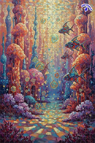 Teona Ahşap لغز خشبي بمظهر لوحة زيتية لمدينة تحت البحرية رائعة، 600 قطعة، 50×35