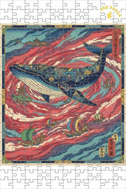 Teona Ahşap لغز خشبي بإطار ذو طابقين بمظهر لوحة زيتية لرحلة الحوت العملاق 200...