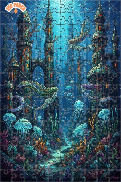 Teona Ahşap لغز خشبي فني على شكل فسيفساء على شكل مملكة حورية البحر 150 قطعة 2...