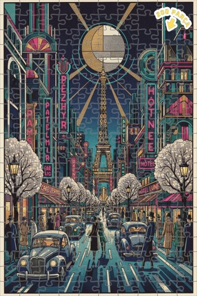 Teona Ahşap لغز خشبي بإطار ذو طابقين بمظهر لوحة زيتية على طراز آرت ديكو باريس...